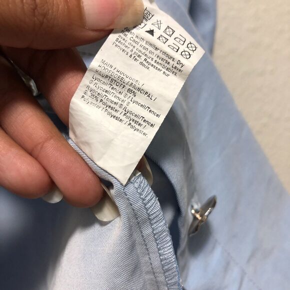 river island womens 14 top blue button up silver buttons large l pockets work tt - Picture 6 of 14